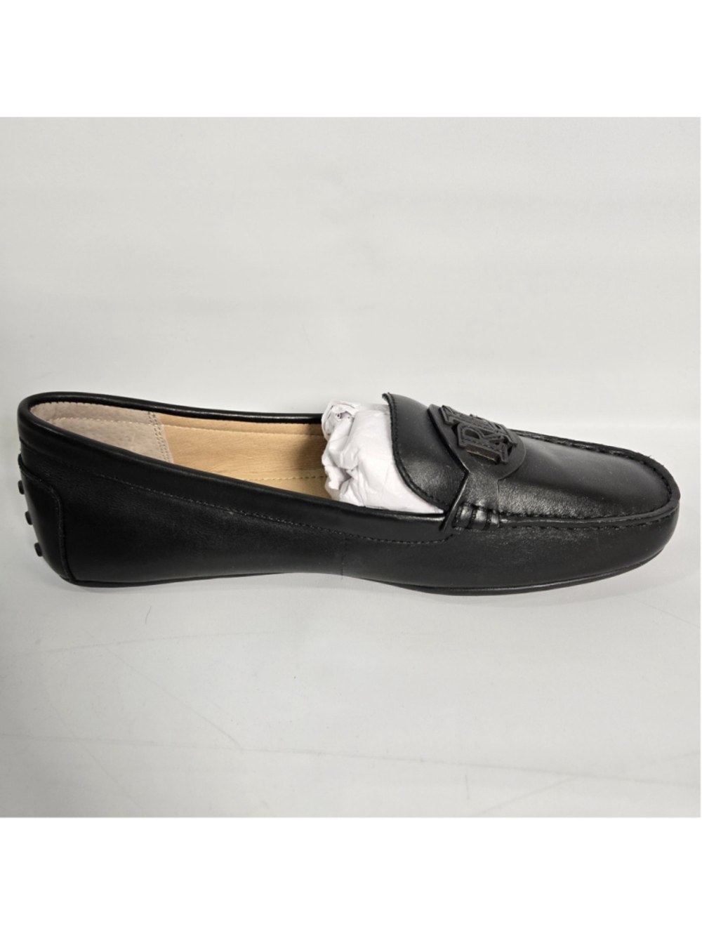 Lauren Ralph Lauren Brynn Loafer 7.5 Black Leather Comfort Flat NWOB Work Travel - Picture 7 of 11